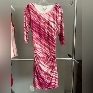 White House Black Market. Pink and white dress.  Cinched sides.